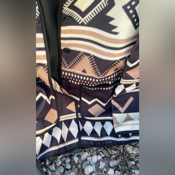 106. LAST 1! CLEARANCE Thin fleece Aztec Black Tribal blazer Lined Jacket Coat - Picture 11 of 12